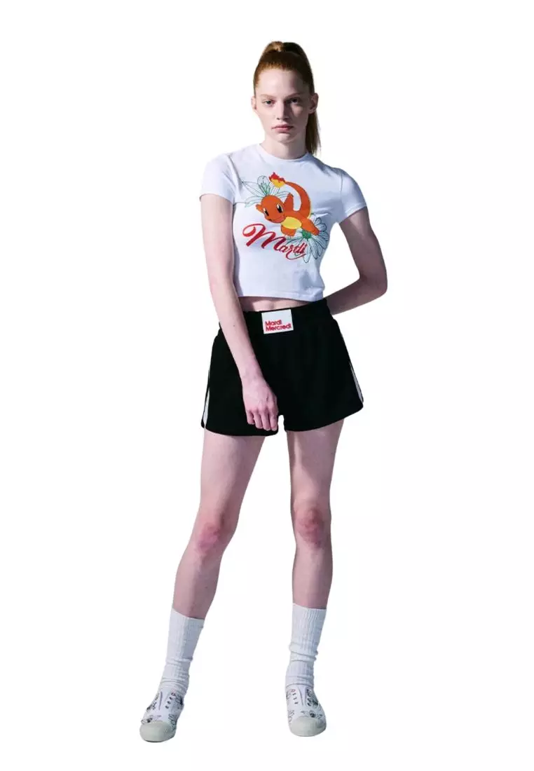 Cropped Tshirt Flower Hitokage White