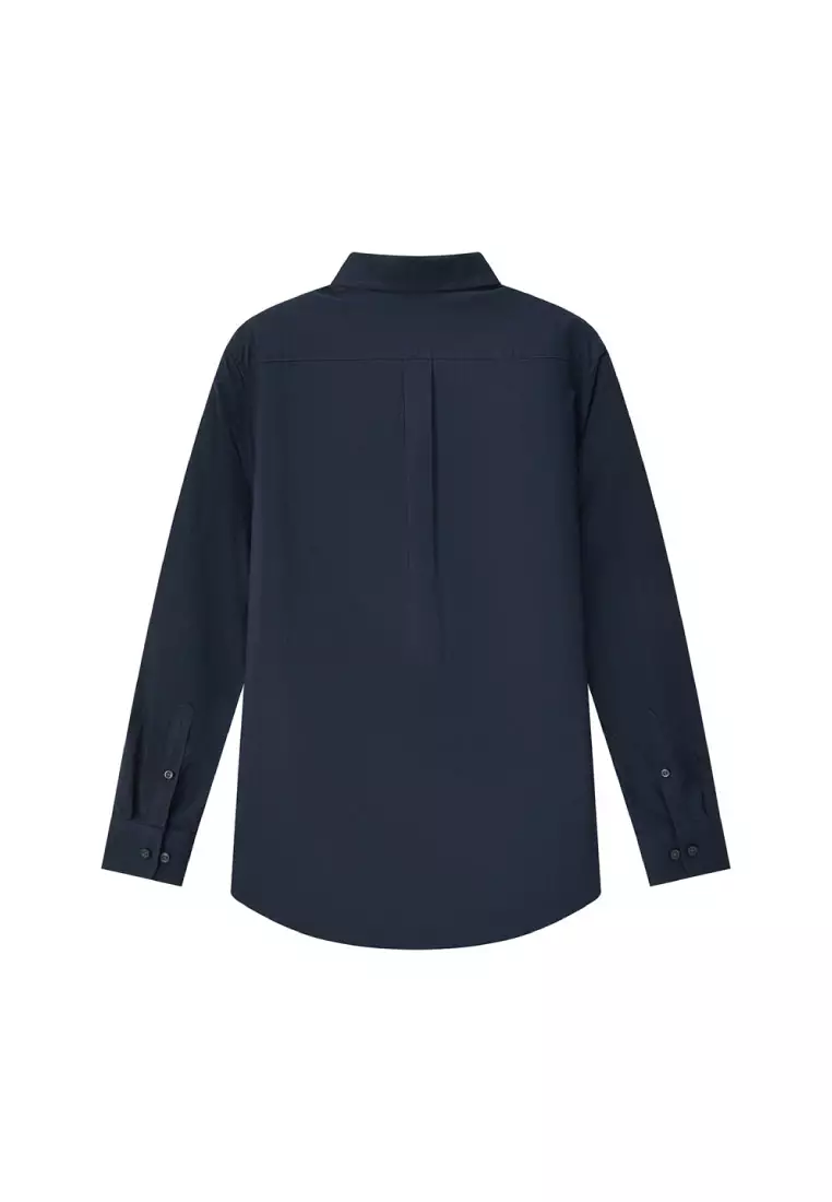 Men's Oxford Long Sleeve Slim Embroidery Shirt 01045083