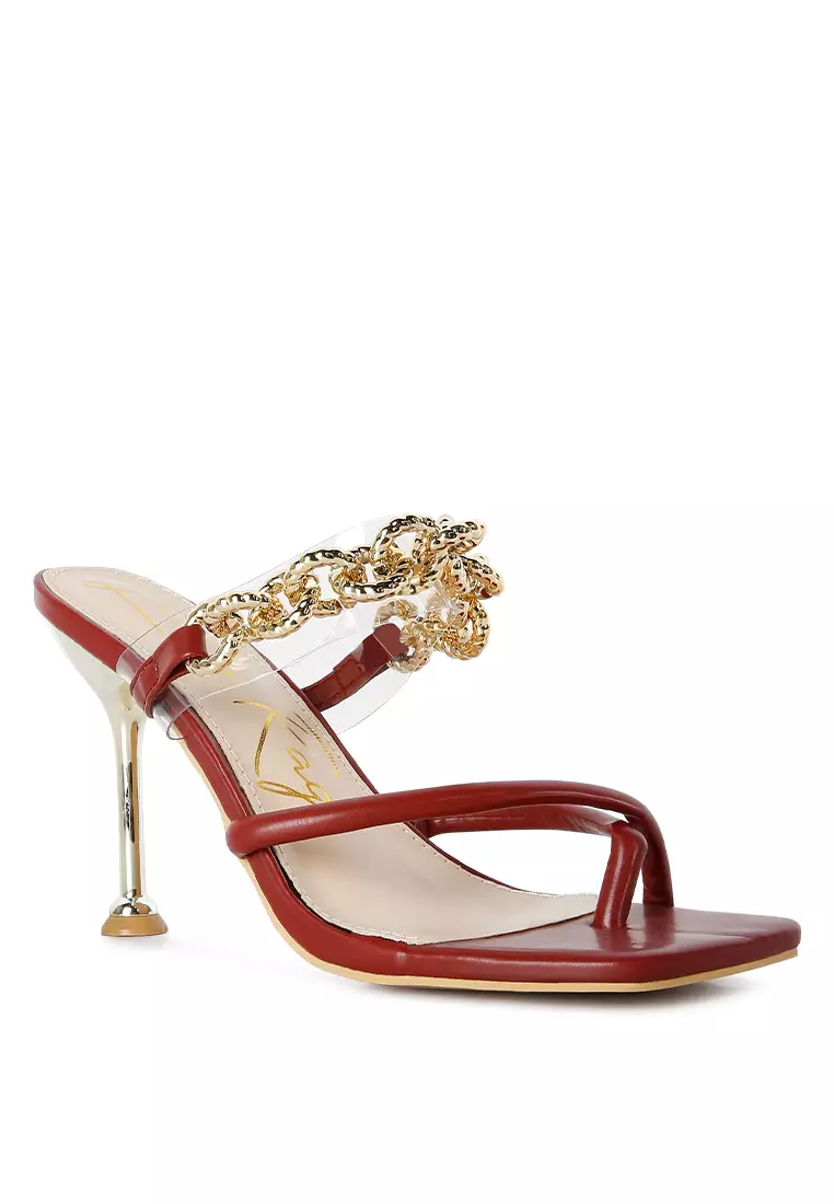 Buy London Rag Burgundy Diamante Strap Heeled Sandals 2024 Online