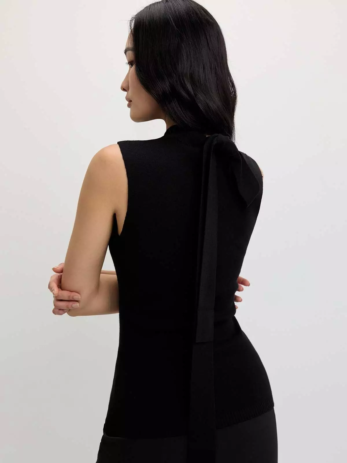 Pomelo - Tank top / Camisole Wanita - Tie Knit Top - Black