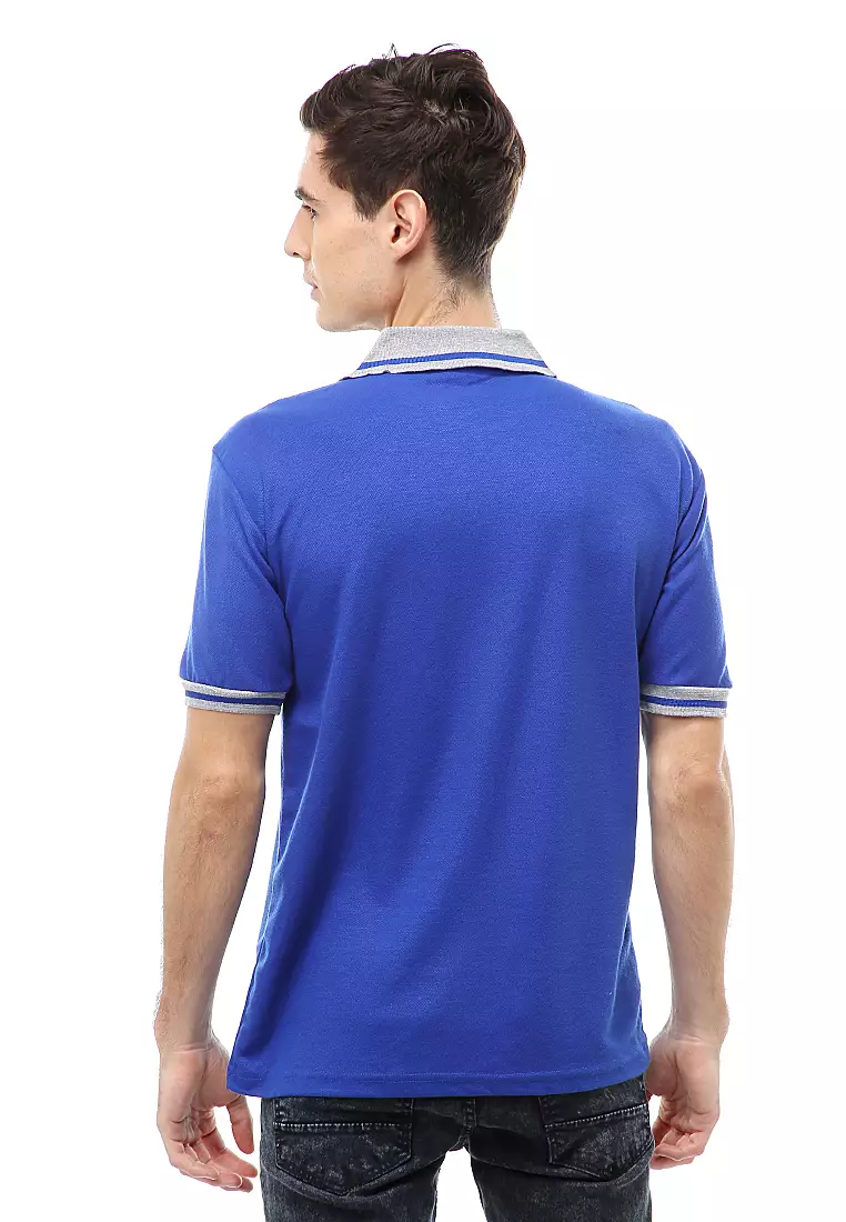 Jack T-Shirt Atasan Kasual Kaos Polos Pria Kerah Lengan Pendek Material Cotton ORIGINAL - Blue