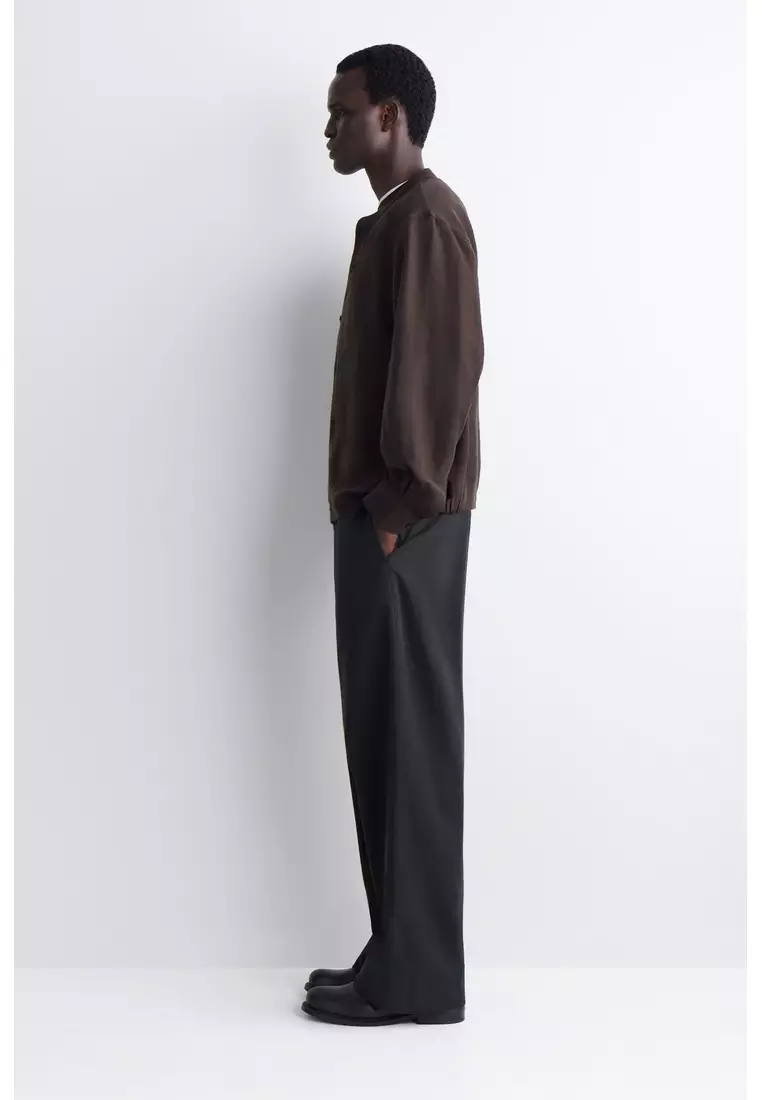 OVERSIZED GRANDAD-COLLAR LINEN SHIRT