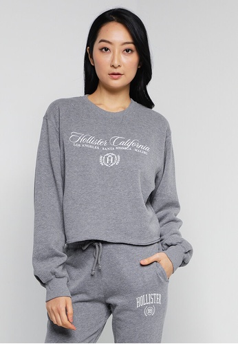Hollister grey Fashion Logo Mom Crew Sweatshirt 9463BAAAD881C8GS_1