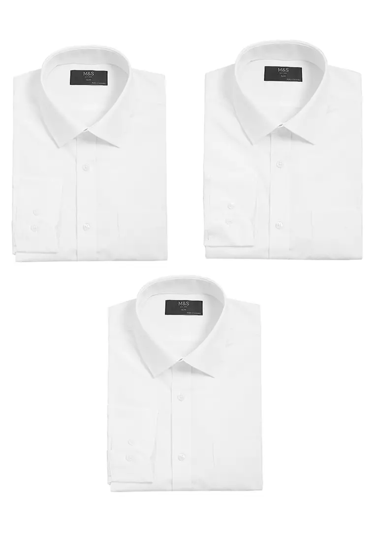3 Pack Slim Fit Long Sleeve Shirts