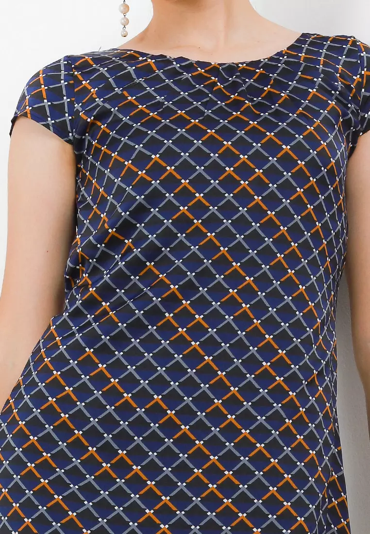 Albia Dress In Blue Print