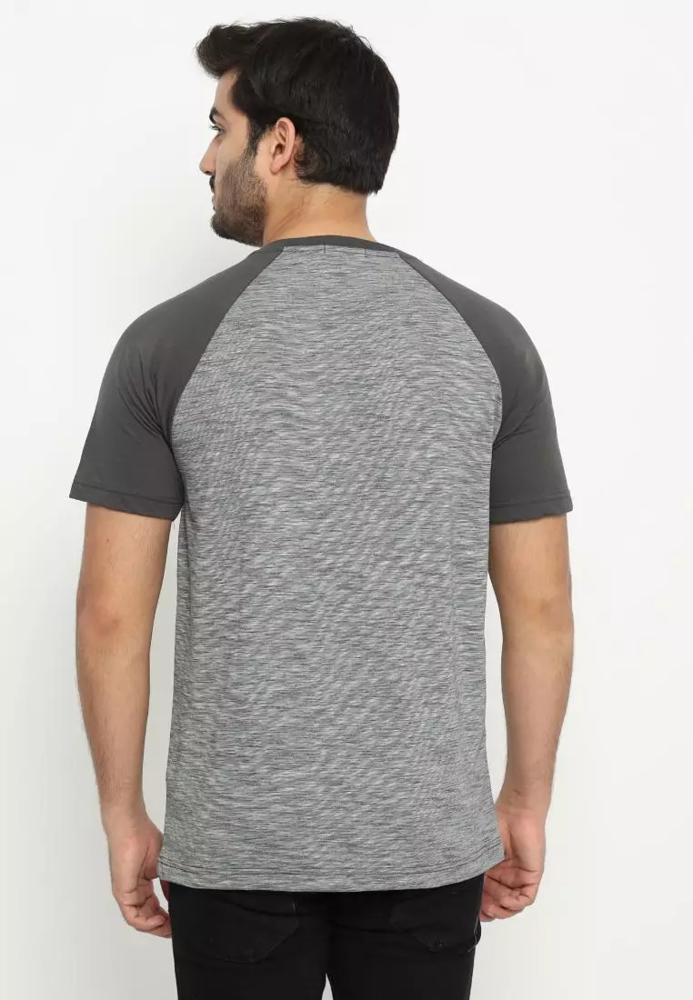 MATSUDA Kaos Pria T Shirt Henley Texture Slub Kawagoe