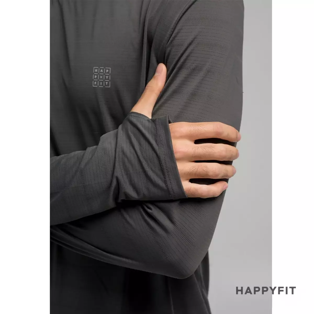 HAPPYFIT Shirt Long Sleeve Airy Black/Grey