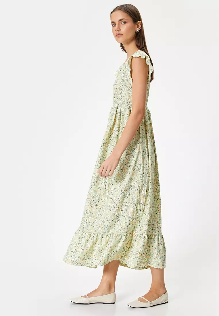 Flutter Sleeves Midi Dress