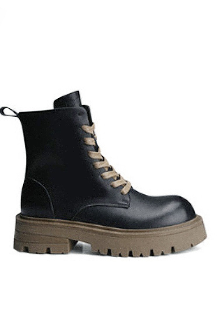 VANSA Comfortable Lace-Up Thick Mid Boots VSW-B1038