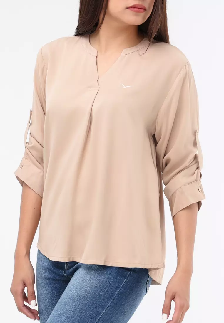 Plain Single Bold Twill 3/4 Blouse