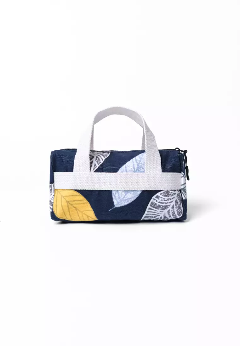 Pamole Pouch Kosmetik Bahan Kanvas Penutup Resleting - Navy Leaf