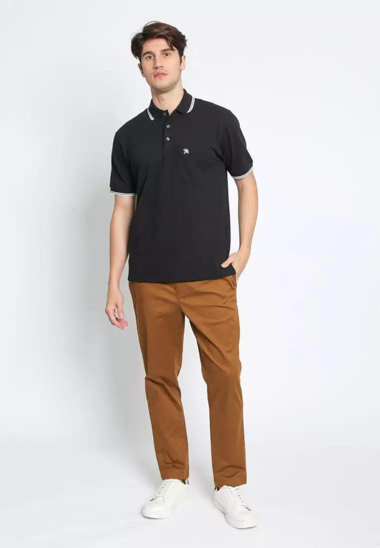BLACK CASUAL POLO SHIRT REGULAR FIT