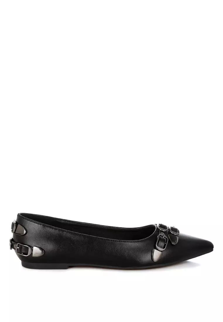 Discount on London Rag  shoes - SKU: Belt Buckle Detail Ballerinas In Black
