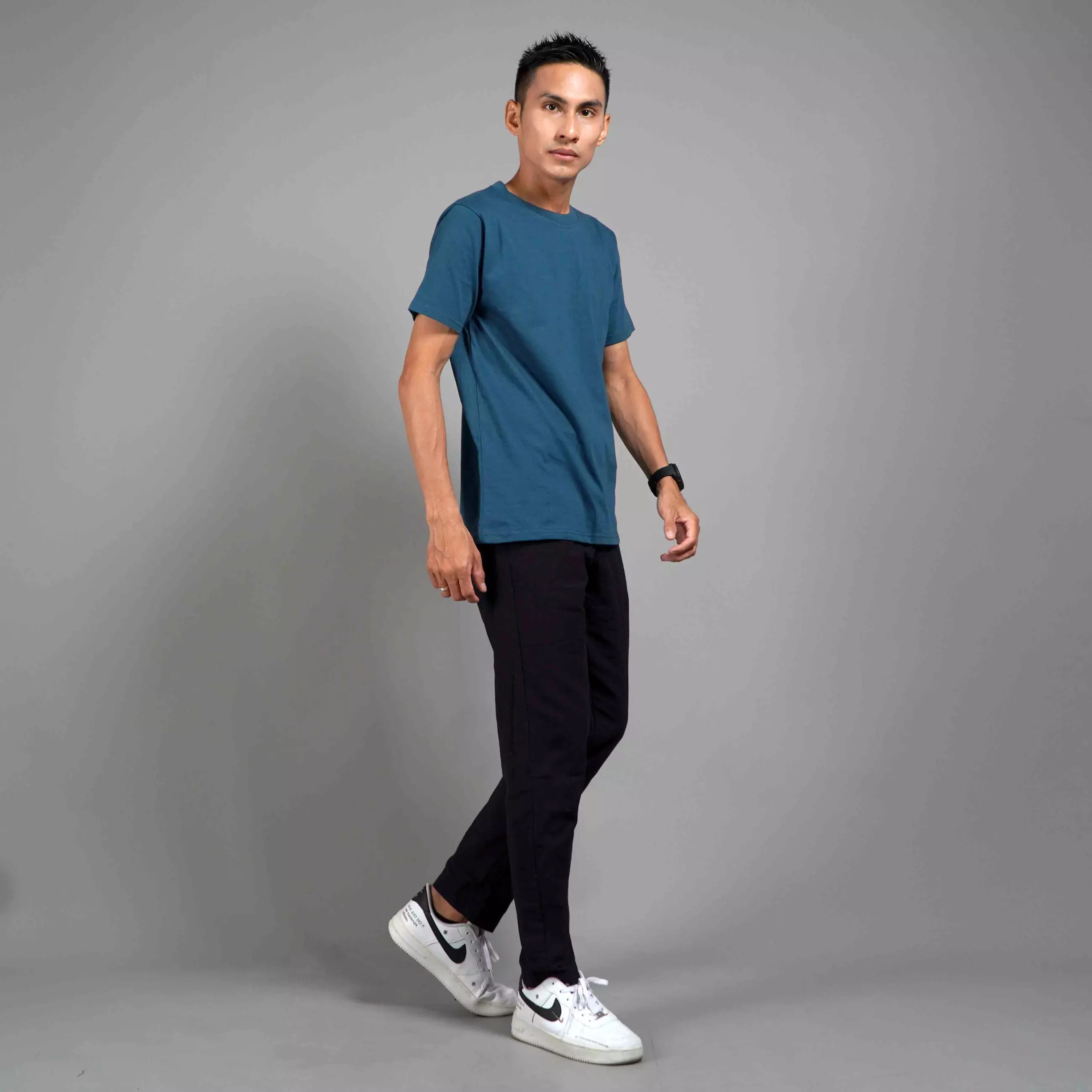  Kaos Polos Pria Lengan Pendek Basic Casual TShirt Cotton - Teal