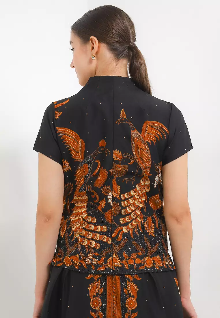 Blouse Swan-Necked Cap-Sleeve+Lining