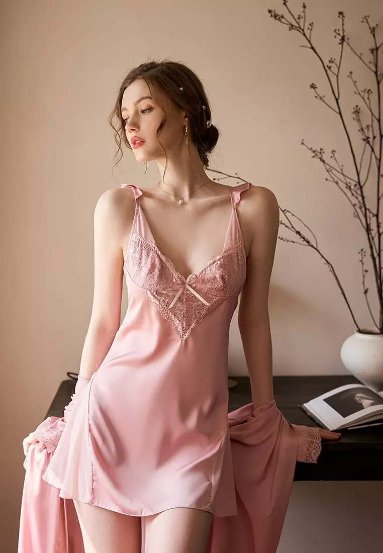 Buy LYCKA LDL3806 Lady Sexy Lace Sleepwear Two Pieces Set Pink 2024 Online