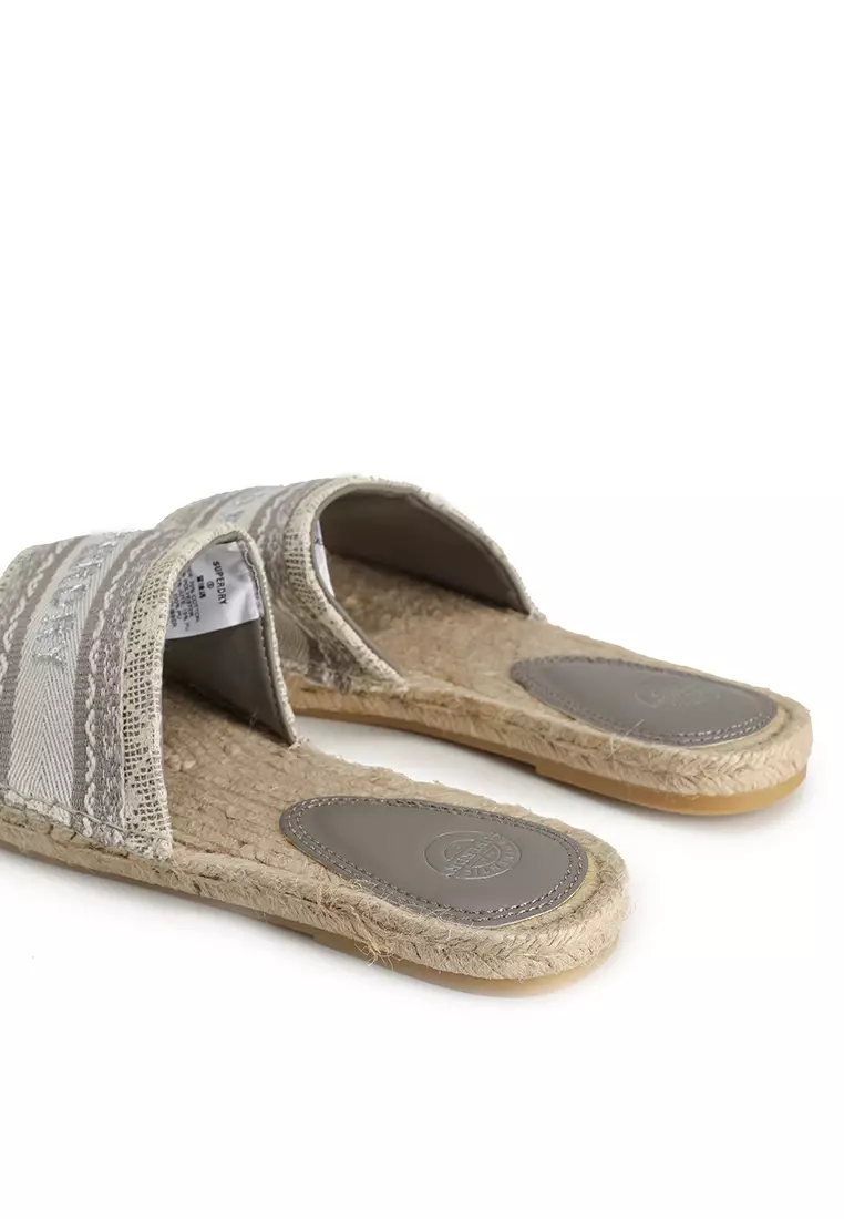 Canvas Espadrille Overlay Slides