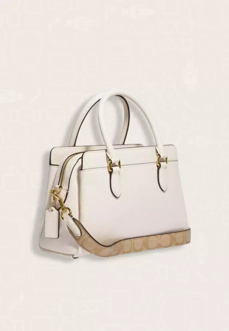 Coach Mini Darcie Carryall Bag With Signature Canvas Detail Chalk
