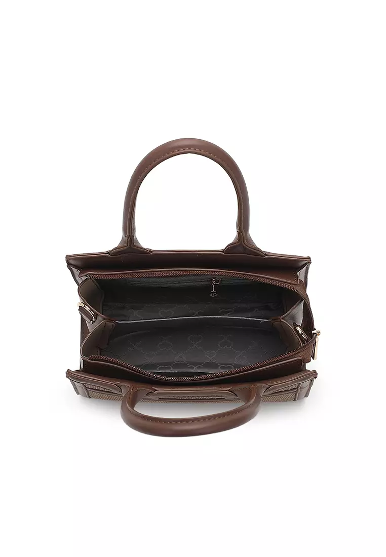 Women's Top Handle Bag / Sling Bag / Crossbody Bag / Shoulder Bag (Tas Tangan Wanita / Tas Selempang Wanita / Tas Bahu Wanita) - Cokelat