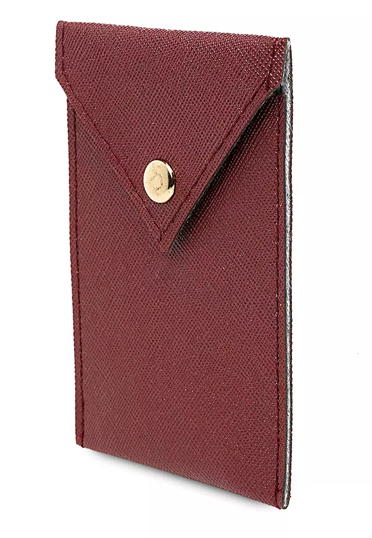 Manley Card Wallet Motif Polos Pengait Kancing Design Simple - Merah