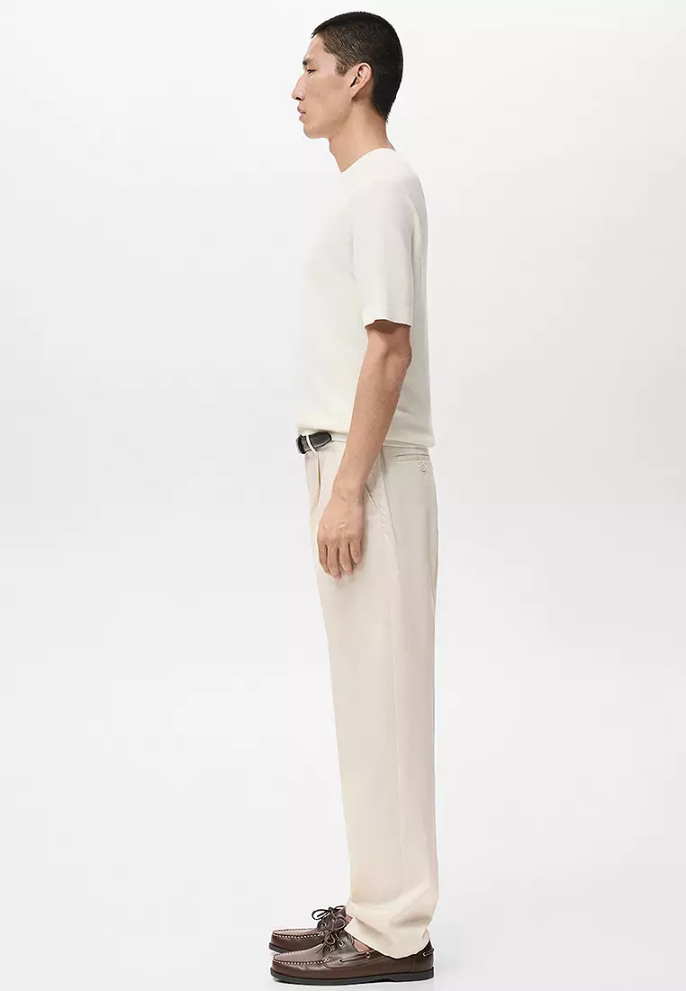 Regular-Fit Pleated Flowy Trousers
