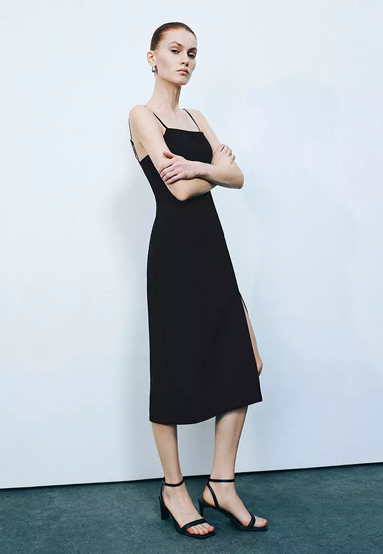Slip Midi Dress With Slit