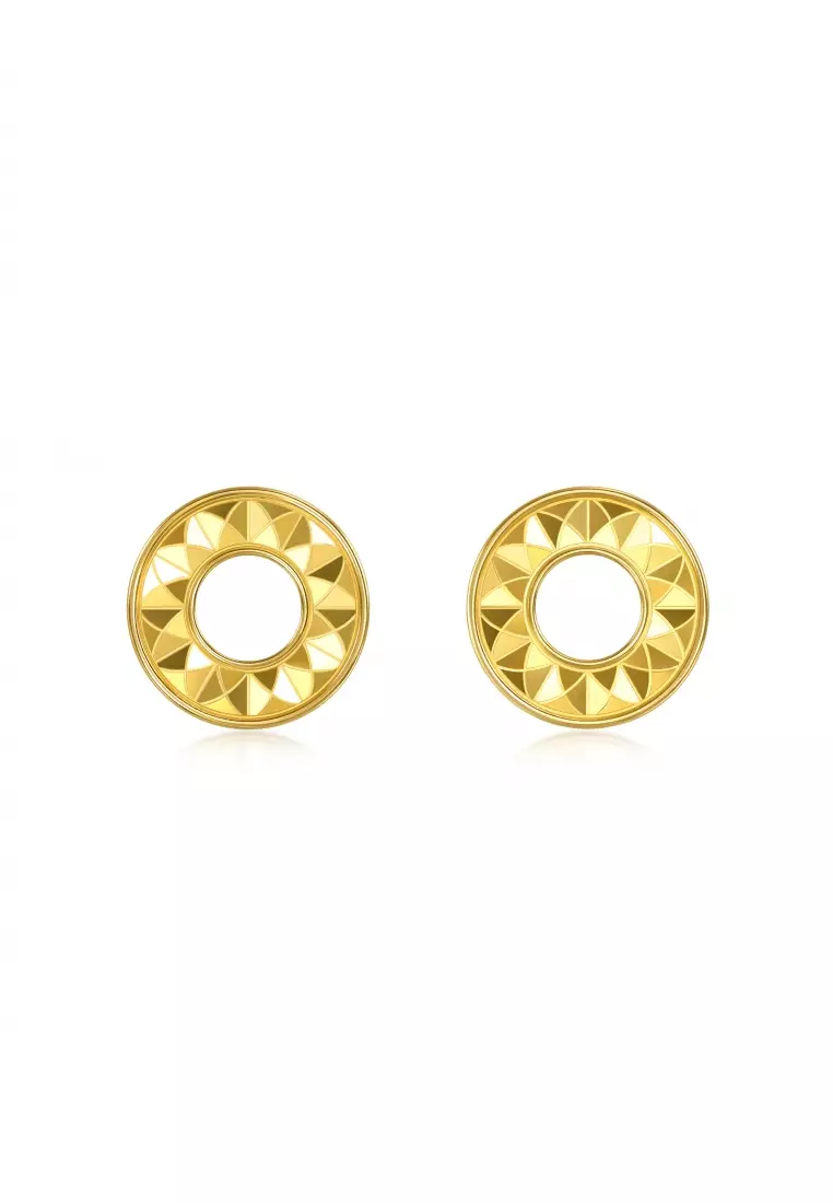 999 24K Solid Gold Dainty Stud Earrings for Women 94535E