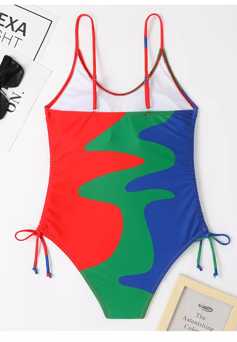 Sexy Drawstring Solid Color One Piece Swimsuit