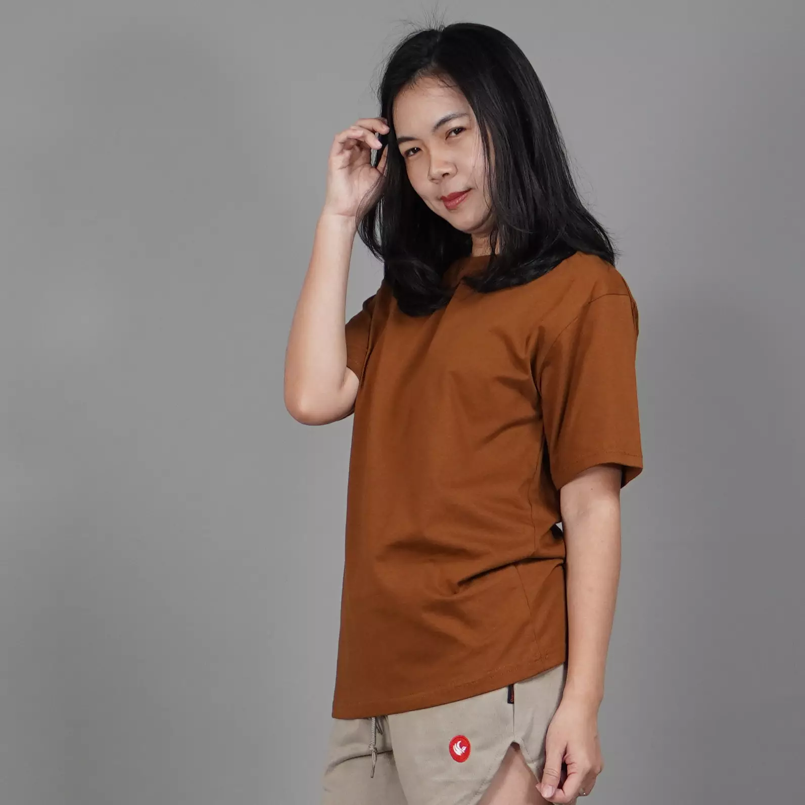  UNILO Size S-BIG Kaos Polos Lengan Pendek Wanita Basic TShirt Cotton - Bronze