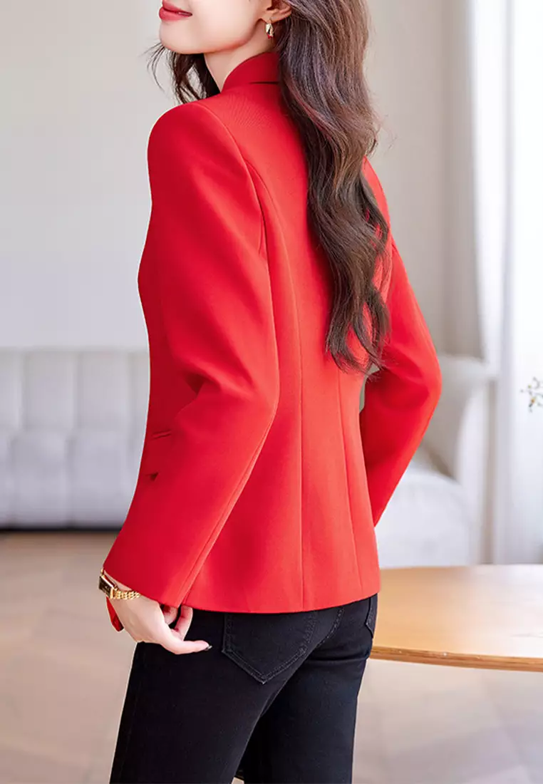 strapless open back dress Olbia women's belted suit jacket Garnet red main image 1