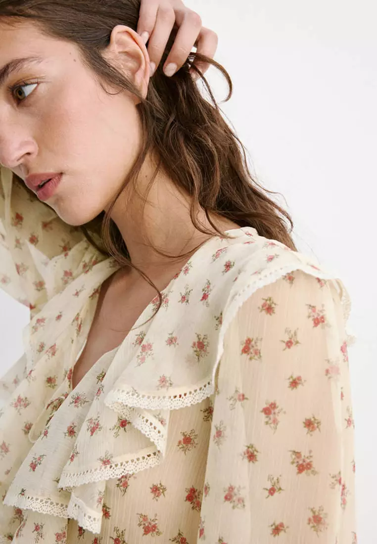 Buy Mango Ruffled Floral Blouse 2026 Online | ZALORA