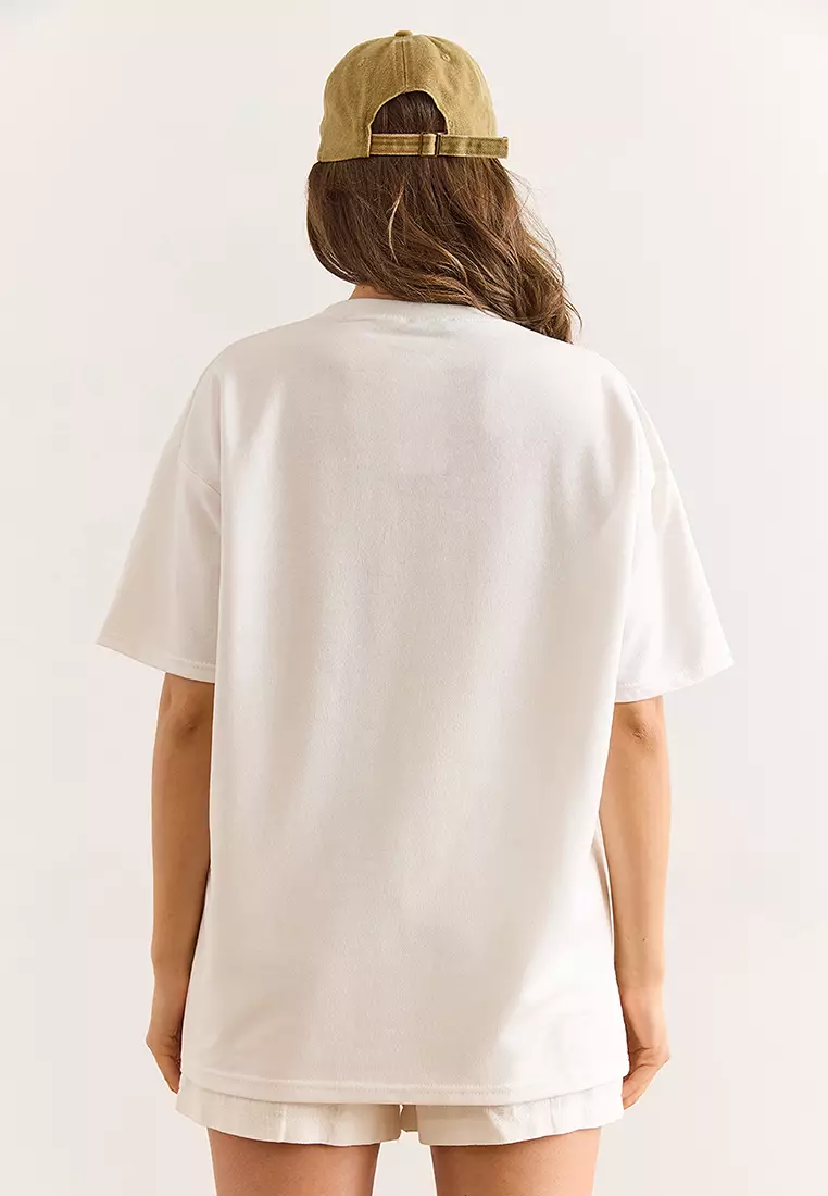 Women's Ecru Lemon Printed Comfortable Fit T-Shirt Tsh-19000927
