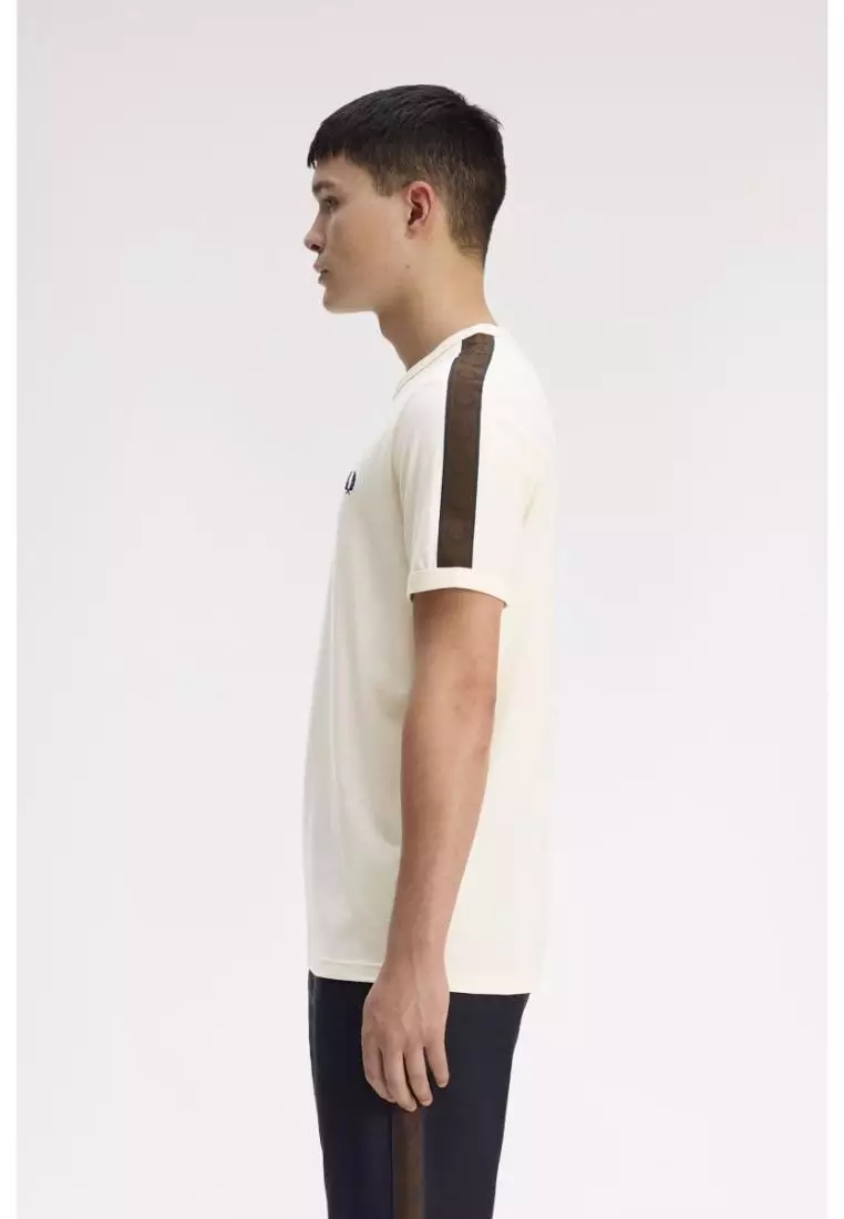 Fred Perry M4613 Contrast Tape Ringer T-Shirt (Ecru / Burnt Tobacco)