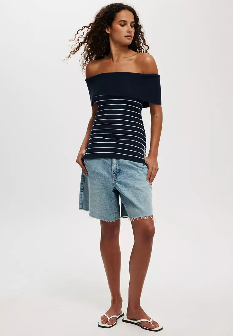 Rita Rib Side Split Off Shoulder