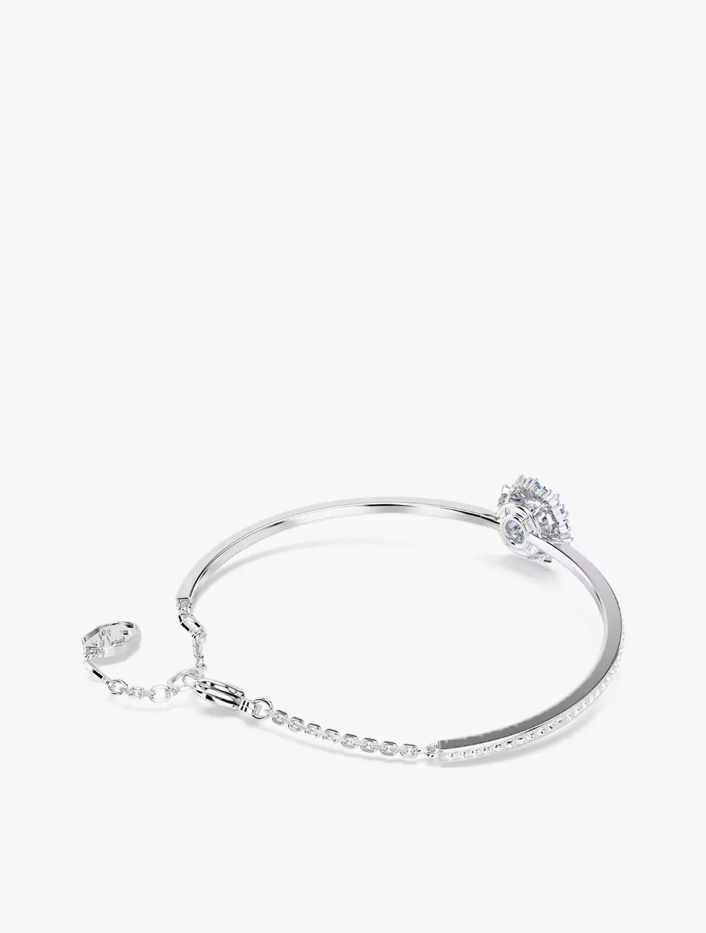 Idyllia Bangle, Flower, Blue, Rhodium Plated - M - Blue