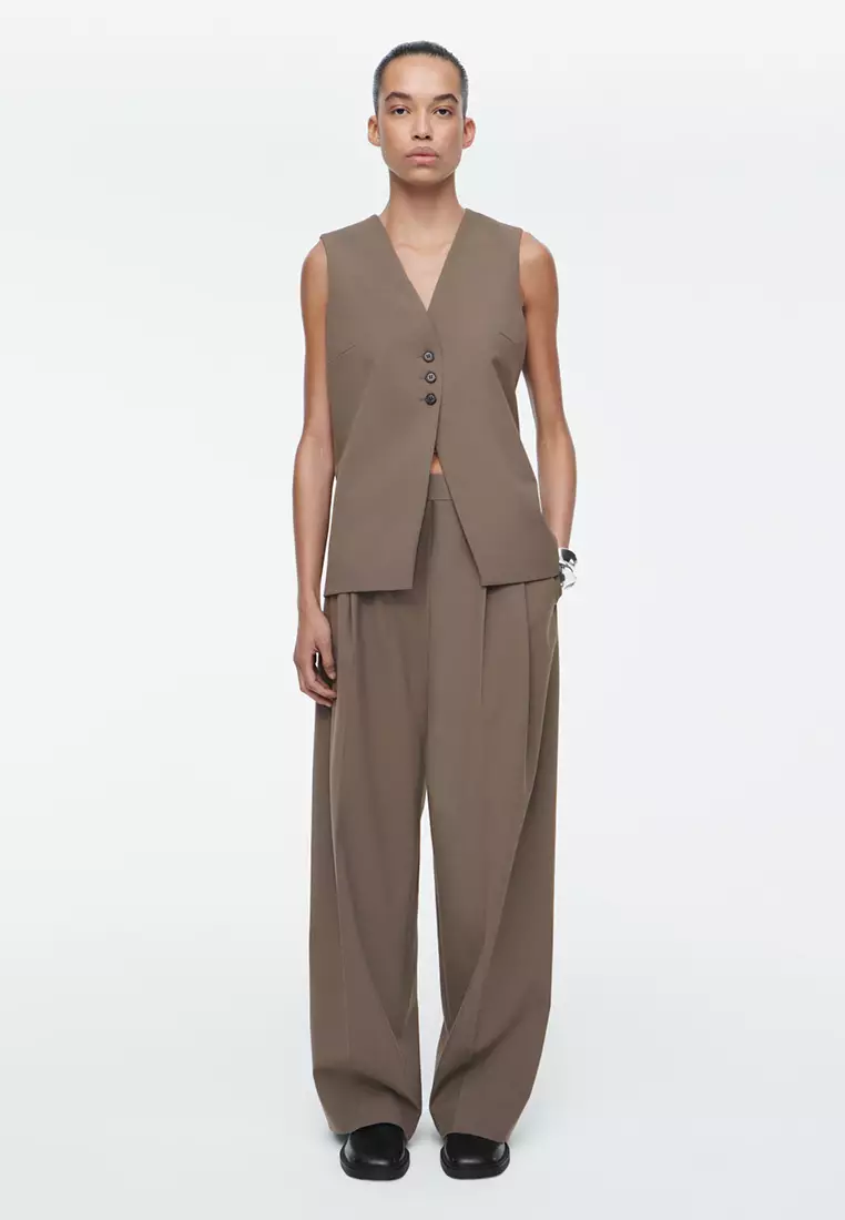 Buy COS Wide-Leg Tailored Twill Trousers Online | ZALORA Malaysia