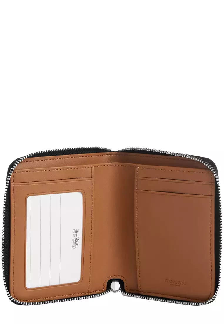 Small Zip Around Wallet in Signature Denim in Black CP431