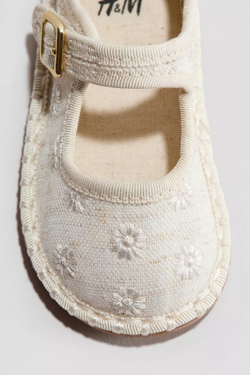 Linen-blend Mary Janes