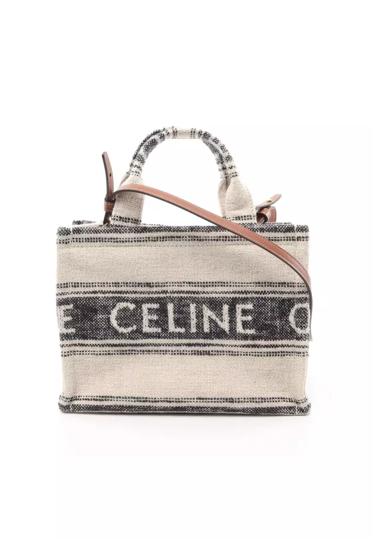 Celine Vintage Black C Logo Canvas Boston Top Handles Bag For Sale
