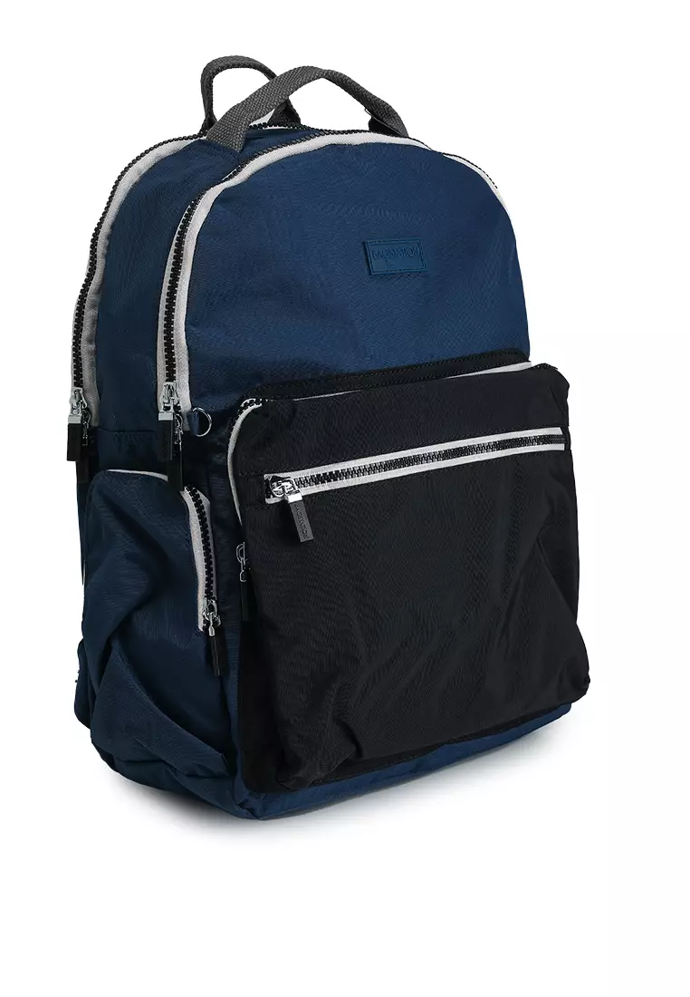 Colour Block Nylon Large Backpack