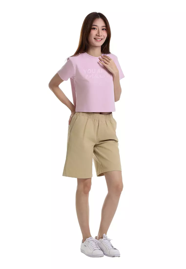 Ladies Elastic Waist Bermuda Shorts - 865116-16LightKhaki