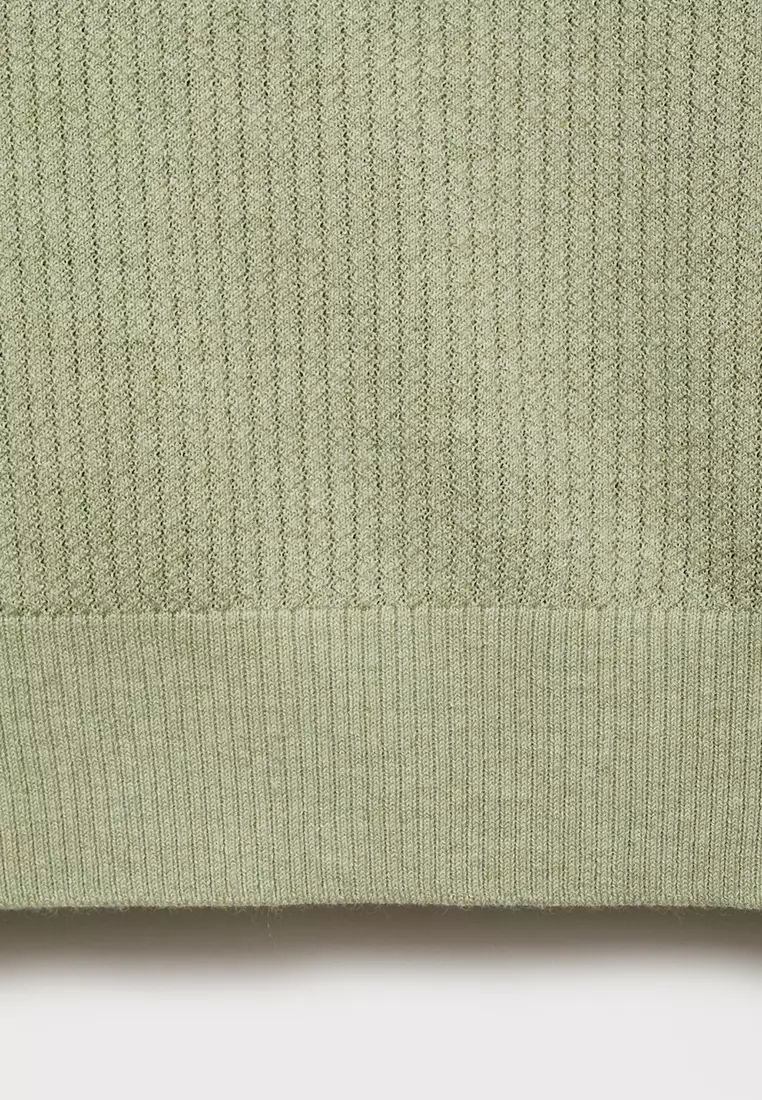 Ribbed Knit Polo Shirt