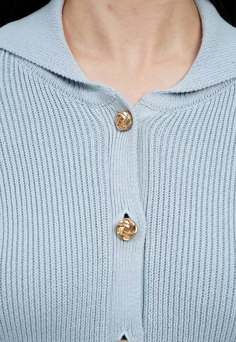 Wide Collar Long Sleeve Cardigan