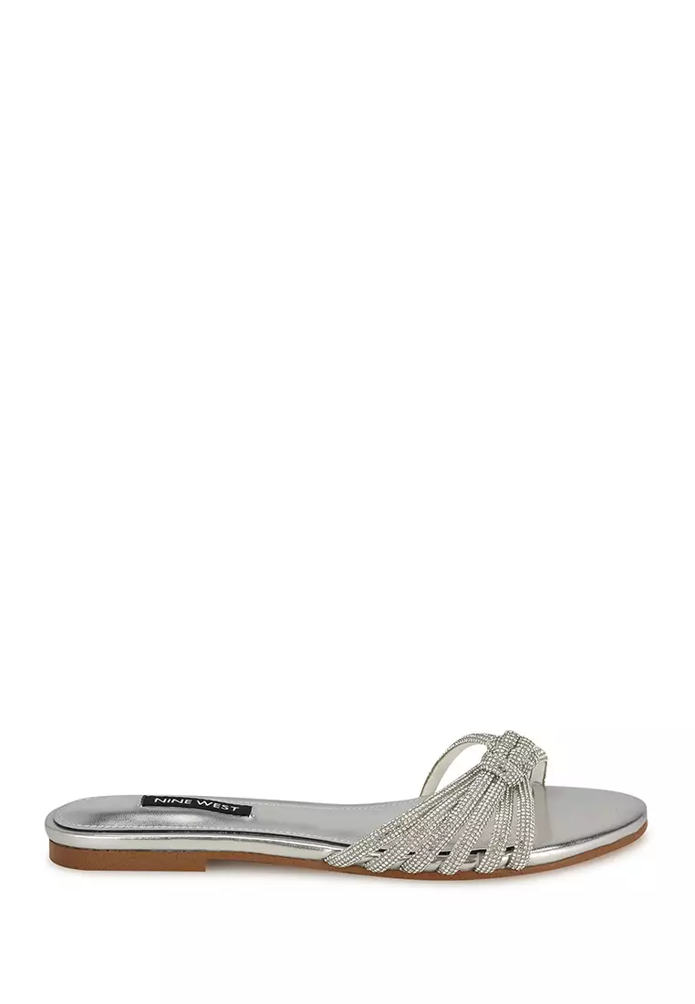 Discount on Nine West  shoes - SKU: Luxury5 Flat Slide Sandals Silver