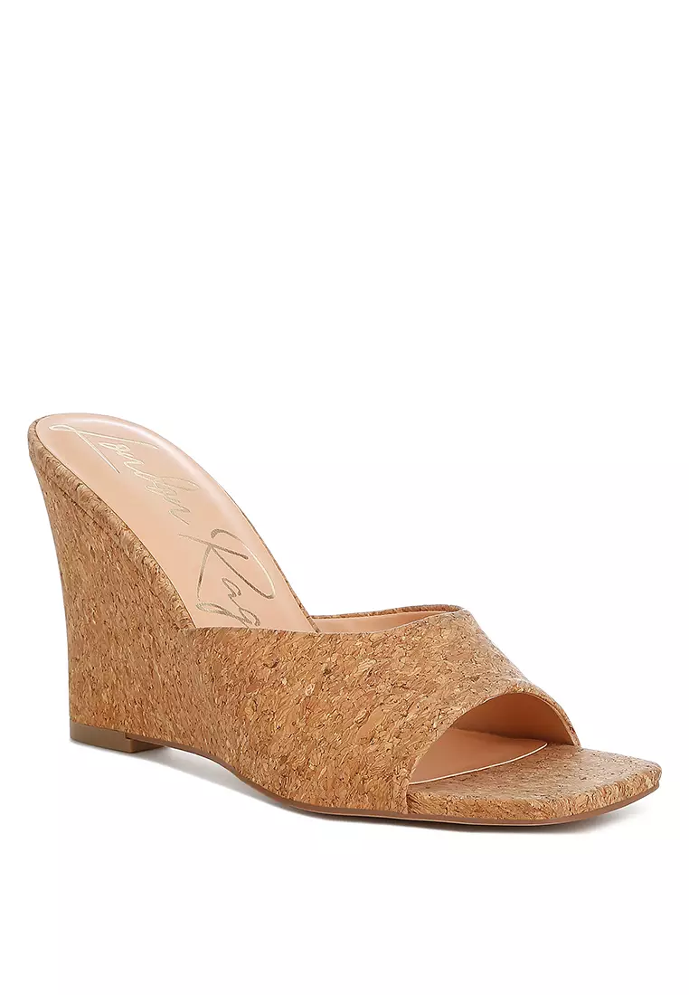 Cork Wedge Sandals in Natural