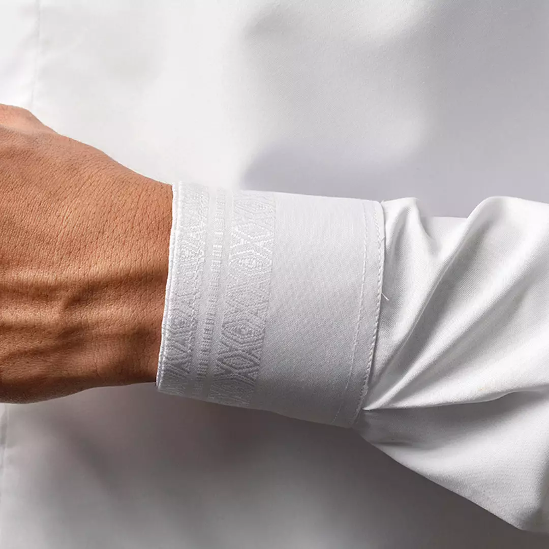 Casella Baju Koko Pria Lengan Panjang Premium Horizontal White | Koko Elegant Ismail Lengan Panjang 9967 White