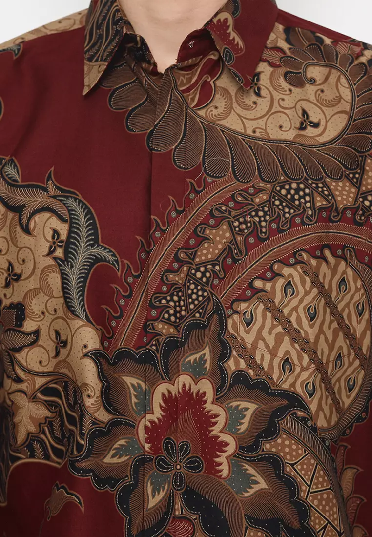 Kemeja Batik Pria Nararya - Maroon