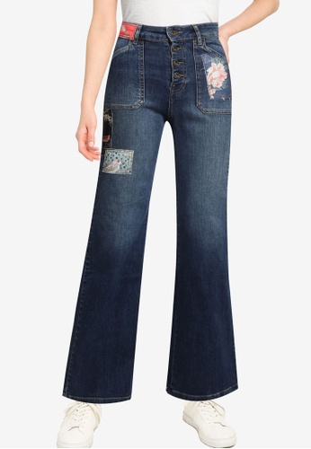 Desigual blue Patches Wide Legs Jeans B5F47AADC6E442GS_1