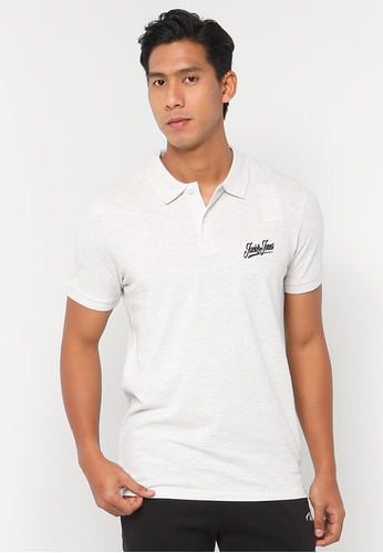 Jack & Jones white Structure Embroidered Polo Shirt 3509AAACA8CC9FGS_1