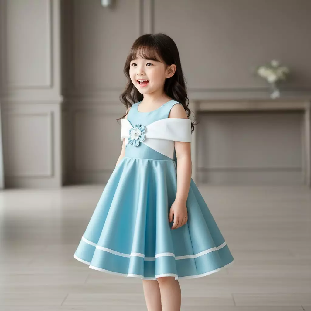Two Mix - Gabriella Dress Anak Cewek - Gaun Anak Perempuan CNY Collection 1-12 Tahun 4425 Ice Blue